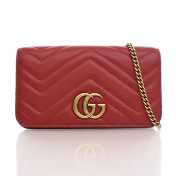 Luxury Soluciens Pre-Owned Gucci Marmont Super Mini red Leather Crossbody Bag