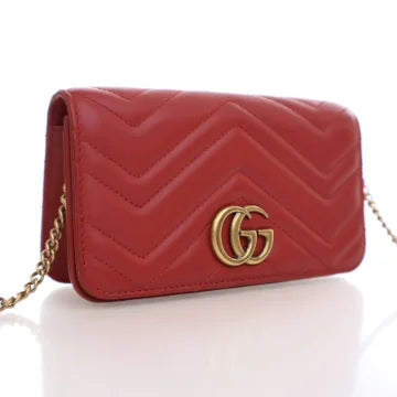 Luxury Soluciens Pre-Owned Gucci Marmont Super Mini red Leather Crossbody Bag