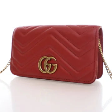 Luxury Soluciens Pre-Owned Gucci Marmont Super Mini red Leather Crossbody Bag