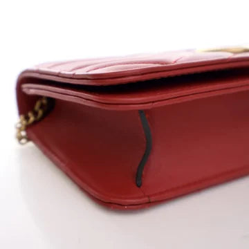 Luxury Soluciens Pre-Owned Gucci Marmont Super Mini red Leather Crossbody Bag