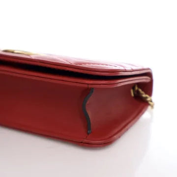 Luxury Soluciens Pre-Owned Gucci Marmont Super Mini red Leather Crossbody Bag