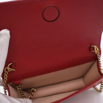 Luxury Soluciens Pre-Owned Gucci Marmont Super Mini red Leather Crossbody Bag