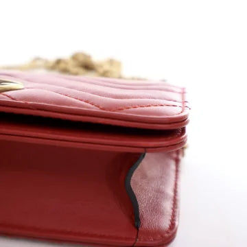 Luxury Soluciens Pre-Owned Gucci Marmont Super Mini red Leather Crossbody Bag