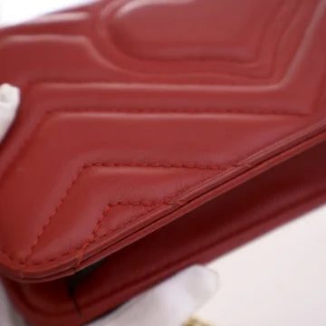 Luxury Soluciens Pre-Owned Gucci Marmont Super Mini red Leather Crossbody Bag