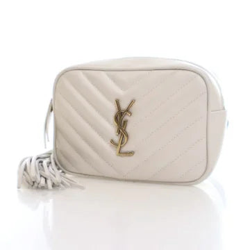 Luxury Soluciens Pre-Owned YSL Lou Calfskin Leather Belt bag in white