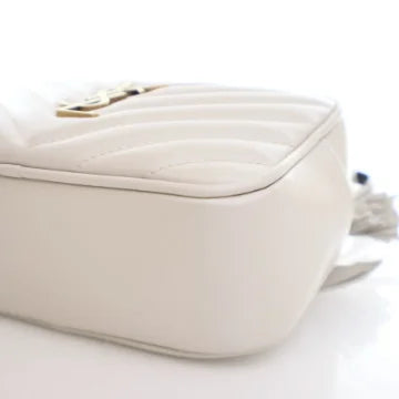 Luxury Soluciens Pre-Owned YSL Lou Calfskin Leather Belt bag in white