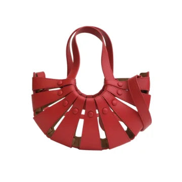 Luxury Soluciens Pre-Owned Bottega Veneta Shell Bag in Red Calfskin Leather