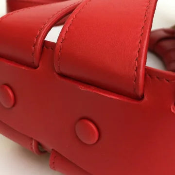 Luxury Soluciens Pre-Owned Bottega Veneta Shell Bag in Red Calfskin Leather