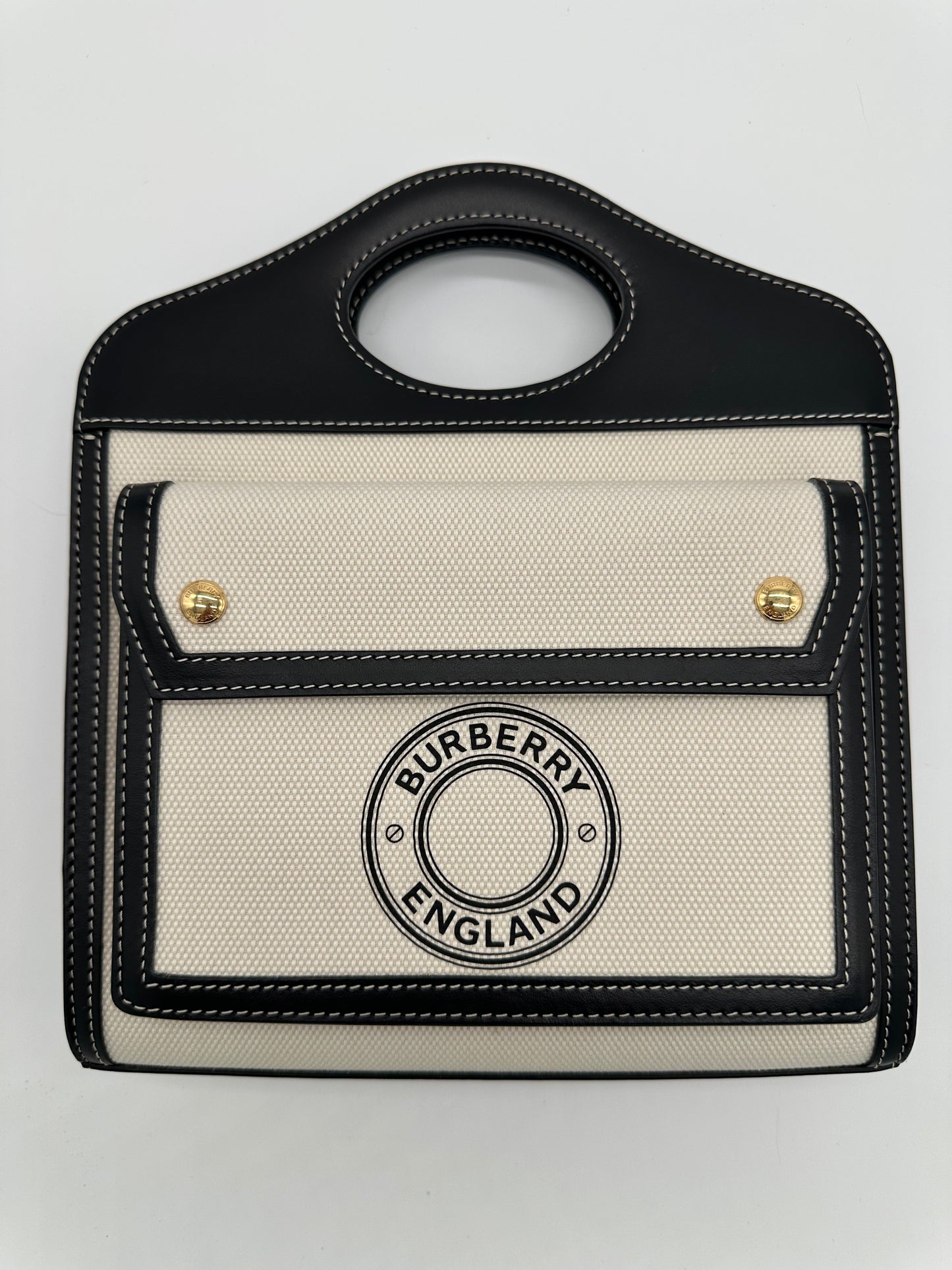 Luxury Soluciens Pre-owned Burberry mini pocket bag in black leather trim/canvas