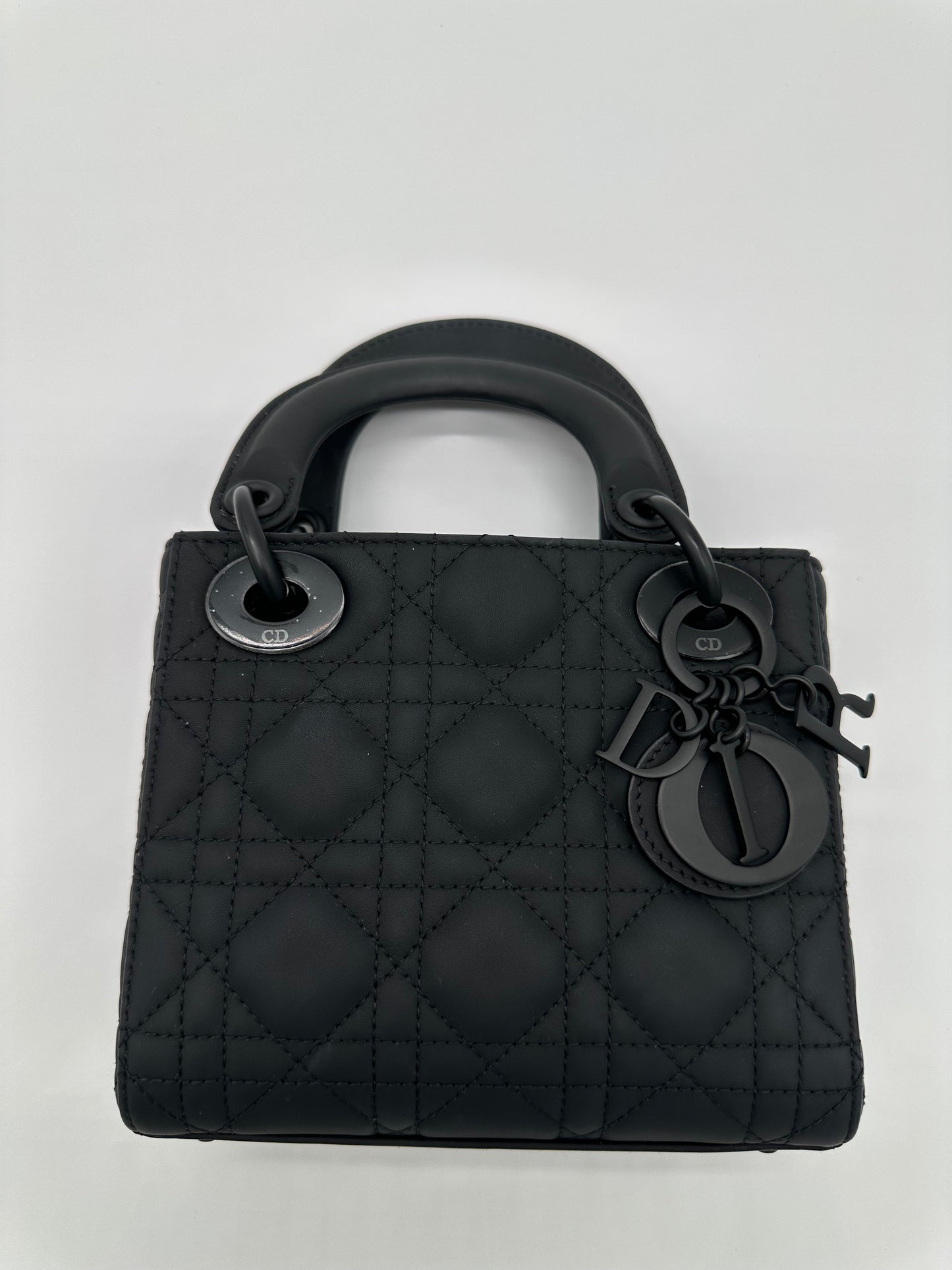 Luxury Soluciens Pre-owned Dior so black mini lady dior Ultra Matte Calfskin Cannage