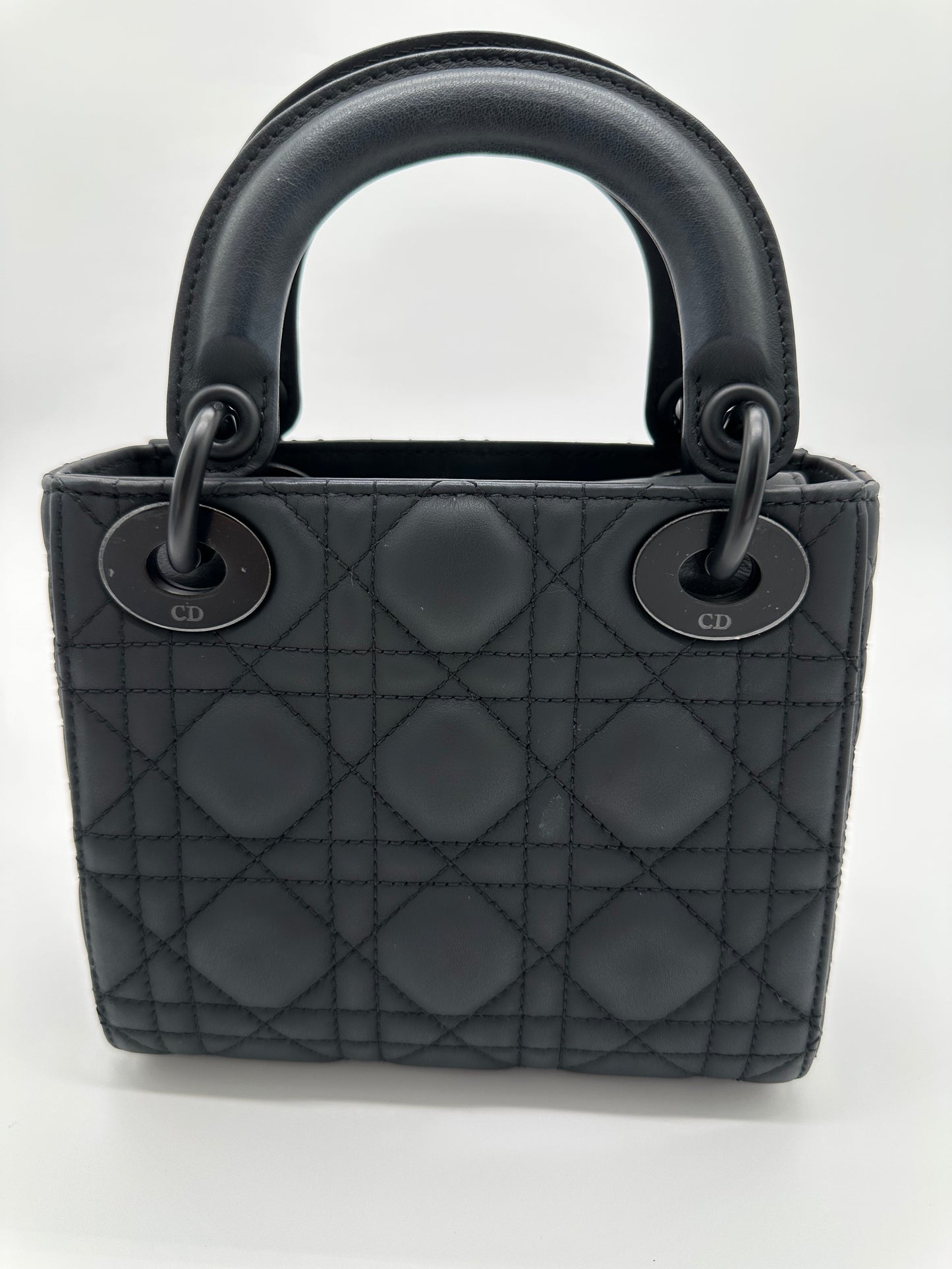 Luxury Soluciens Pre-owned Dior so black mini lady dior Ultra Matte Calfskin Cannage