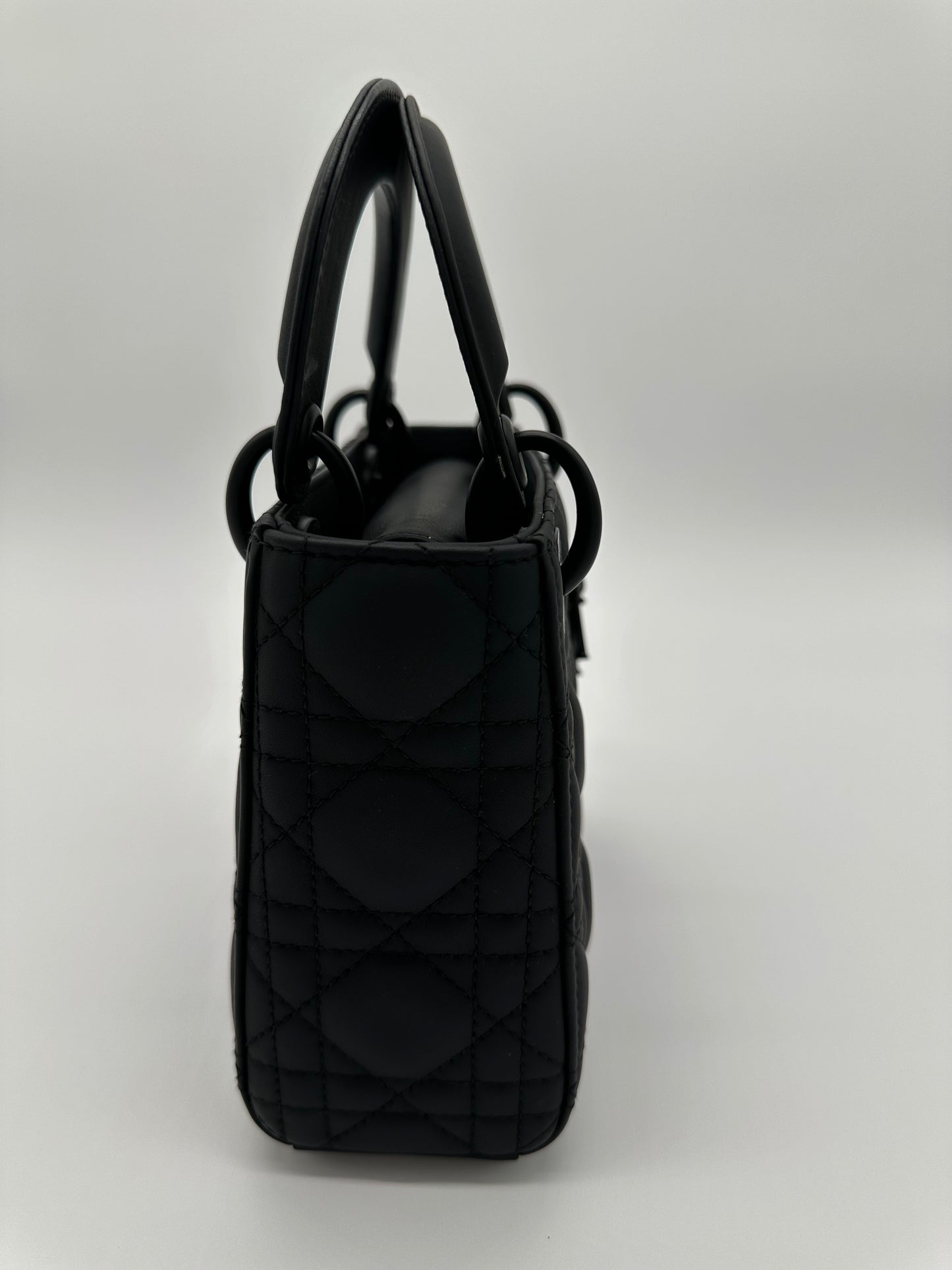 Luxury Soluciens Pre-owned Dior so black mini lady dior Ultra Matte Calfskin Cannage