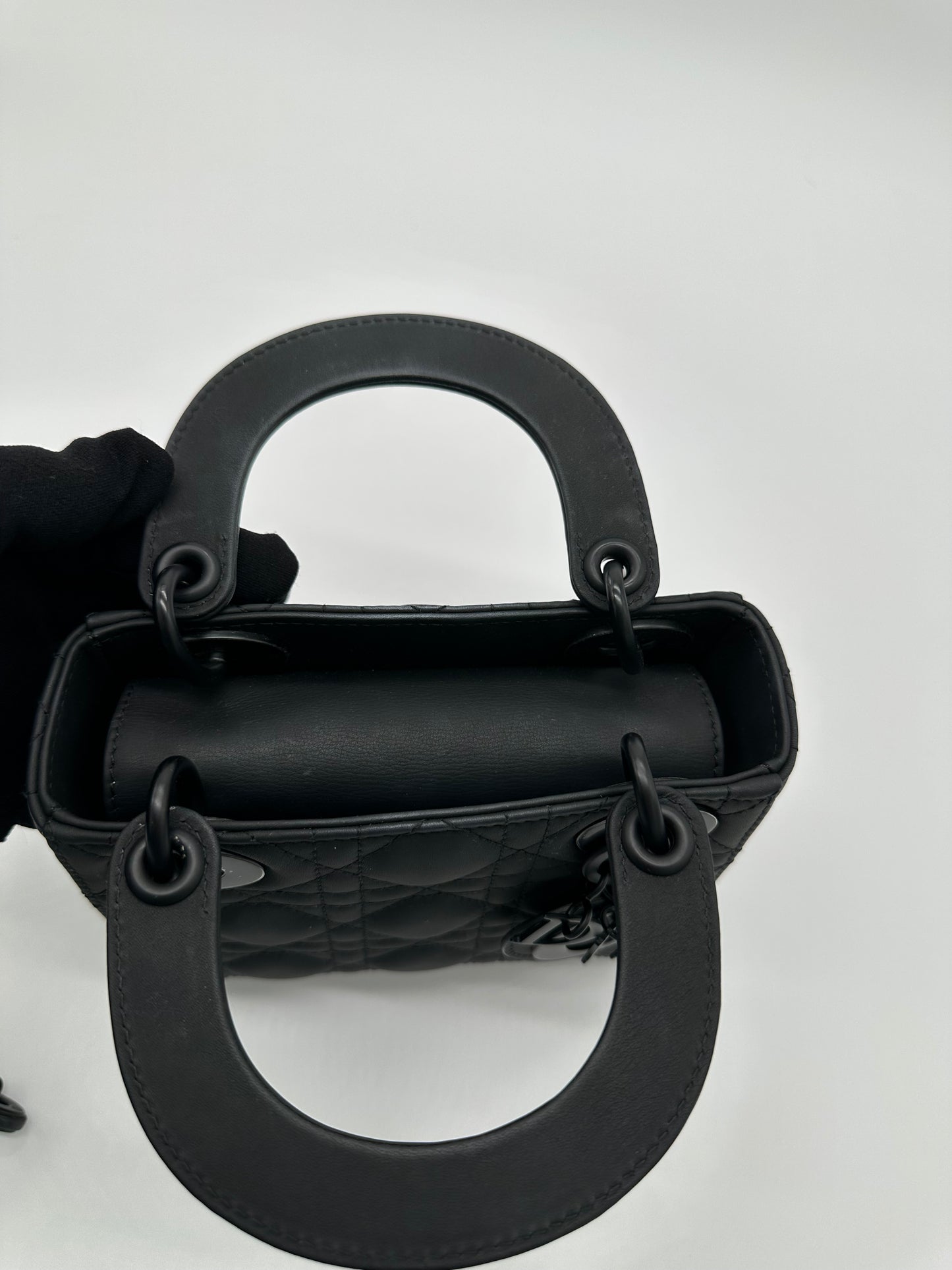 Luxury Soluciens Pre-owned Dior so black mini lady dior Ultra Matte Calfskin Cannage