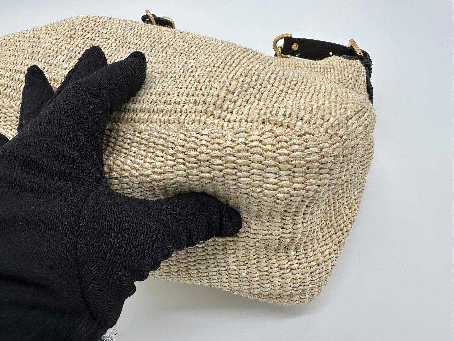 Luxury Soluciens Pre-owned Fendi large baguette raffia shoulder bag