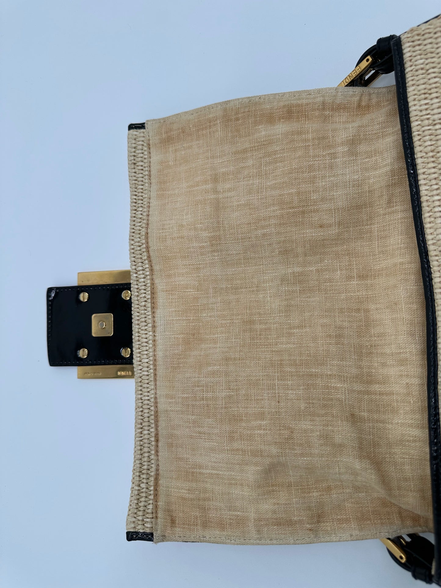 Luxury Soluciens Pre-owned Fendi large baguette raffia shoulder bag