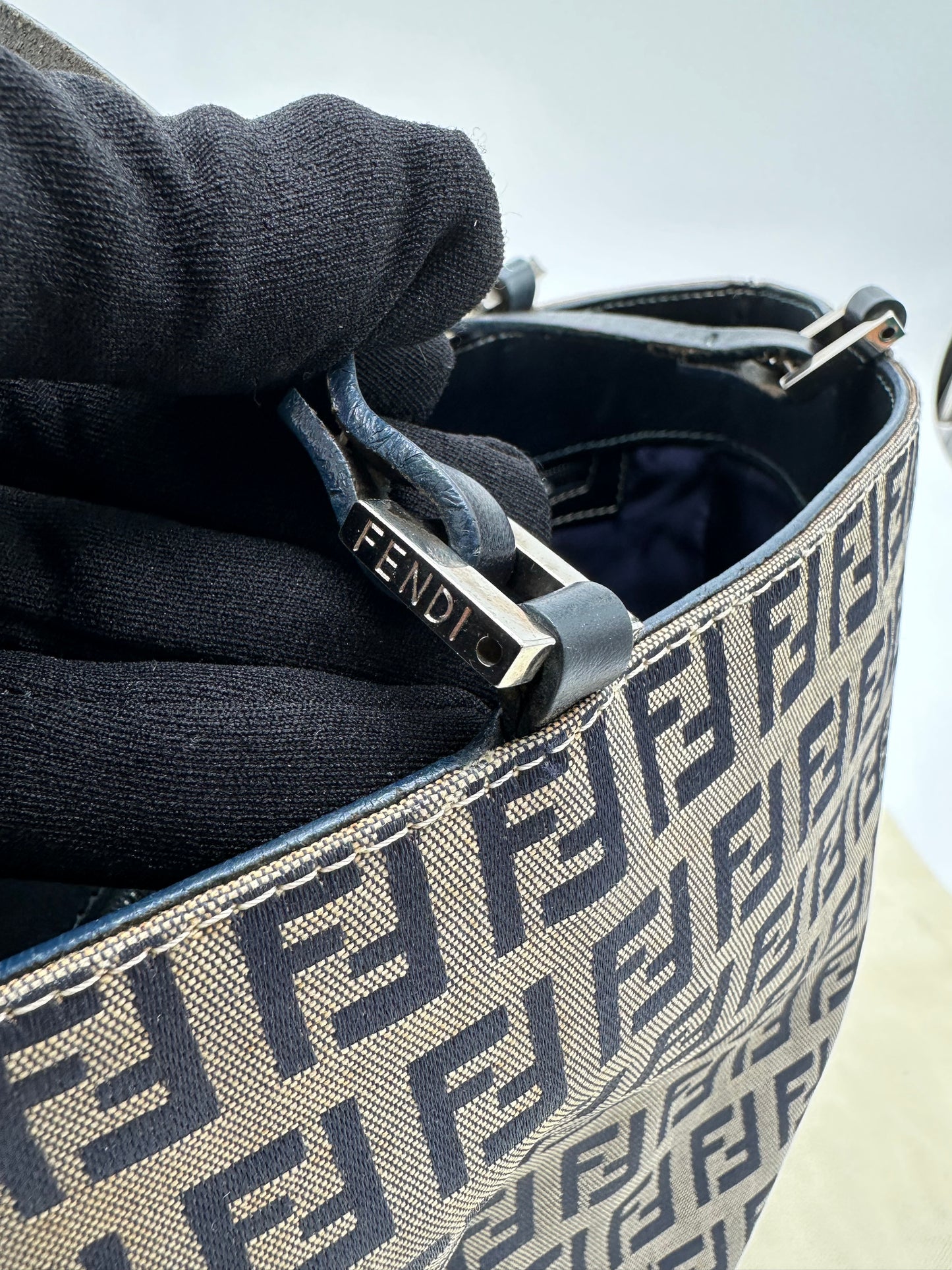 Luxury Soluciens Pre-owned Fendi monogram navy tote