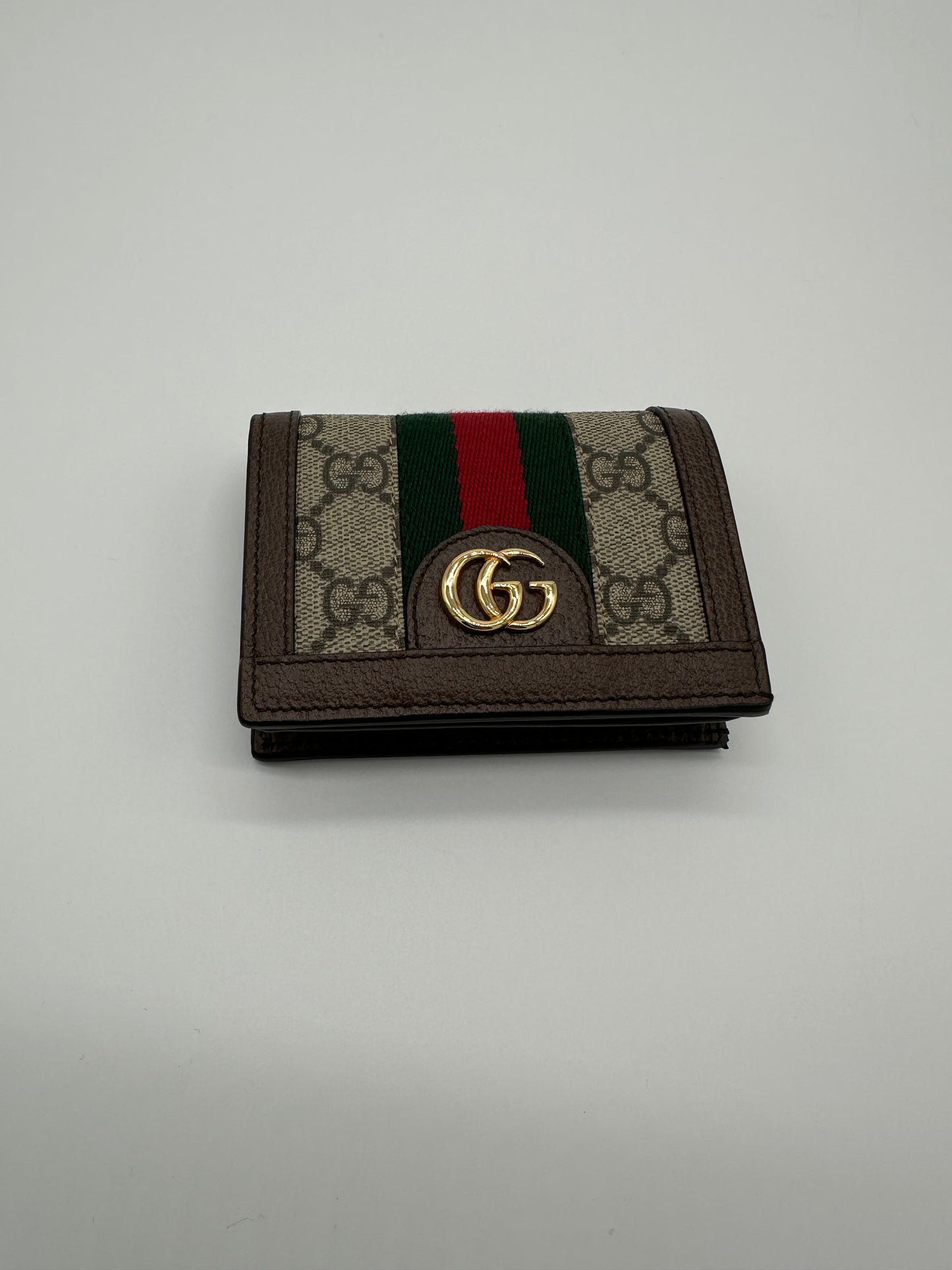 Luxury Soluciens Pre-owned Gucci Ophedia bifold wallet coated canvas and brown leather trim