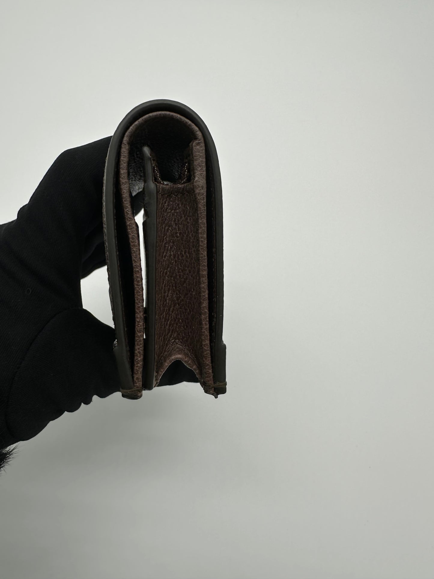 Luxury Soluciens Pre-owned Gucci Ophedia bifold wallet coated canvas and brown leather trim