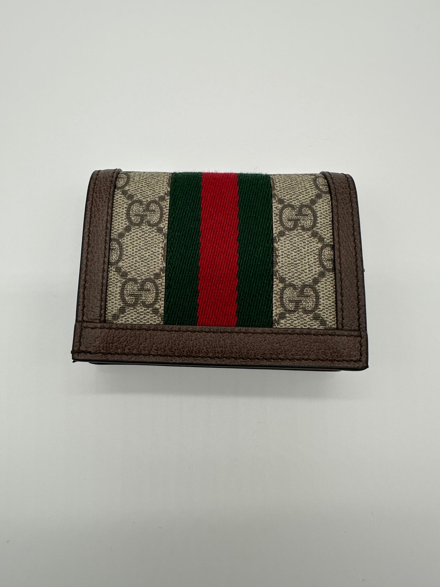 Luxury Soluciens Pre-owned Gucci Ophedia bifold wallet coated canvas and brown leather trim