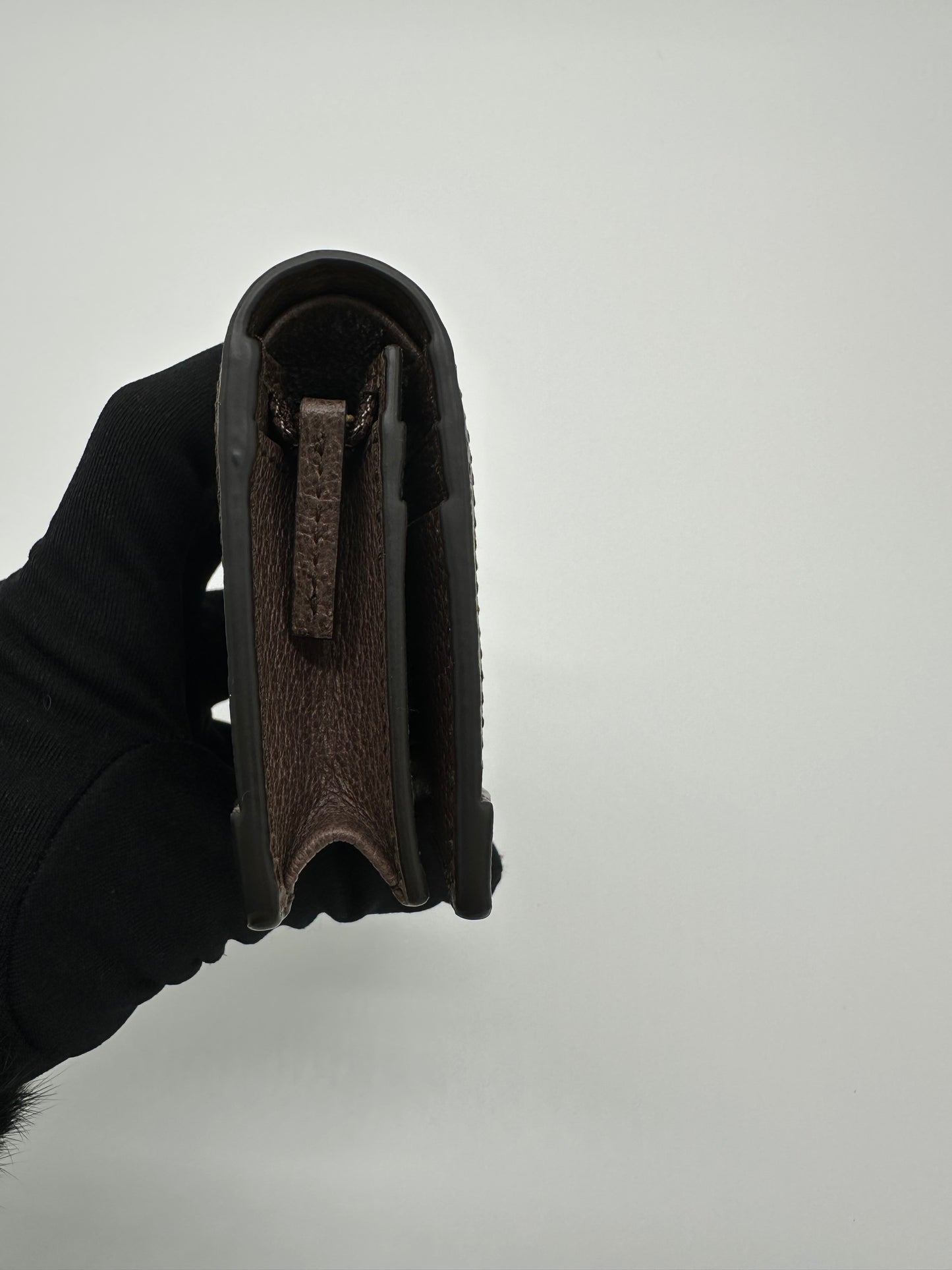 Luxury Soluciens Pre-owned Gucci Ophedia bifold wallet coated canvas and brown leather trim