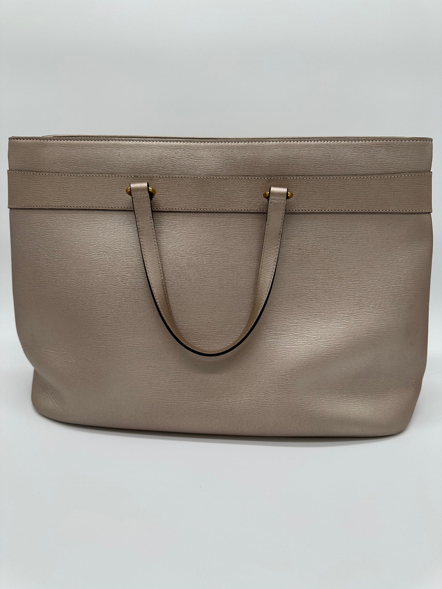Luxury Soluciens Pre-owned Gucci metallic gold/silver tote with cross body strap