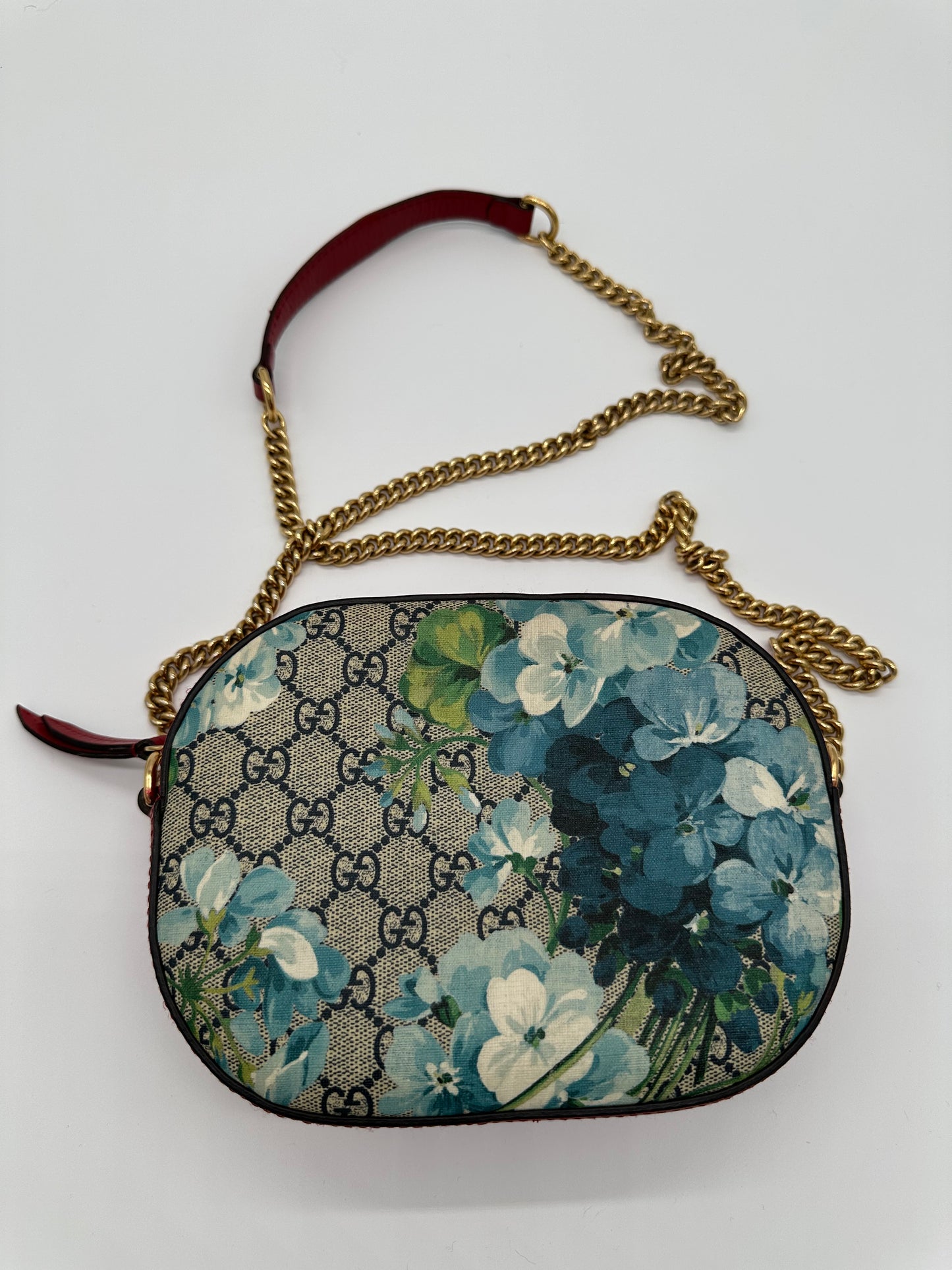 Luxury Soluciens Pre-owned Gucci blue floral crossbody camera bag