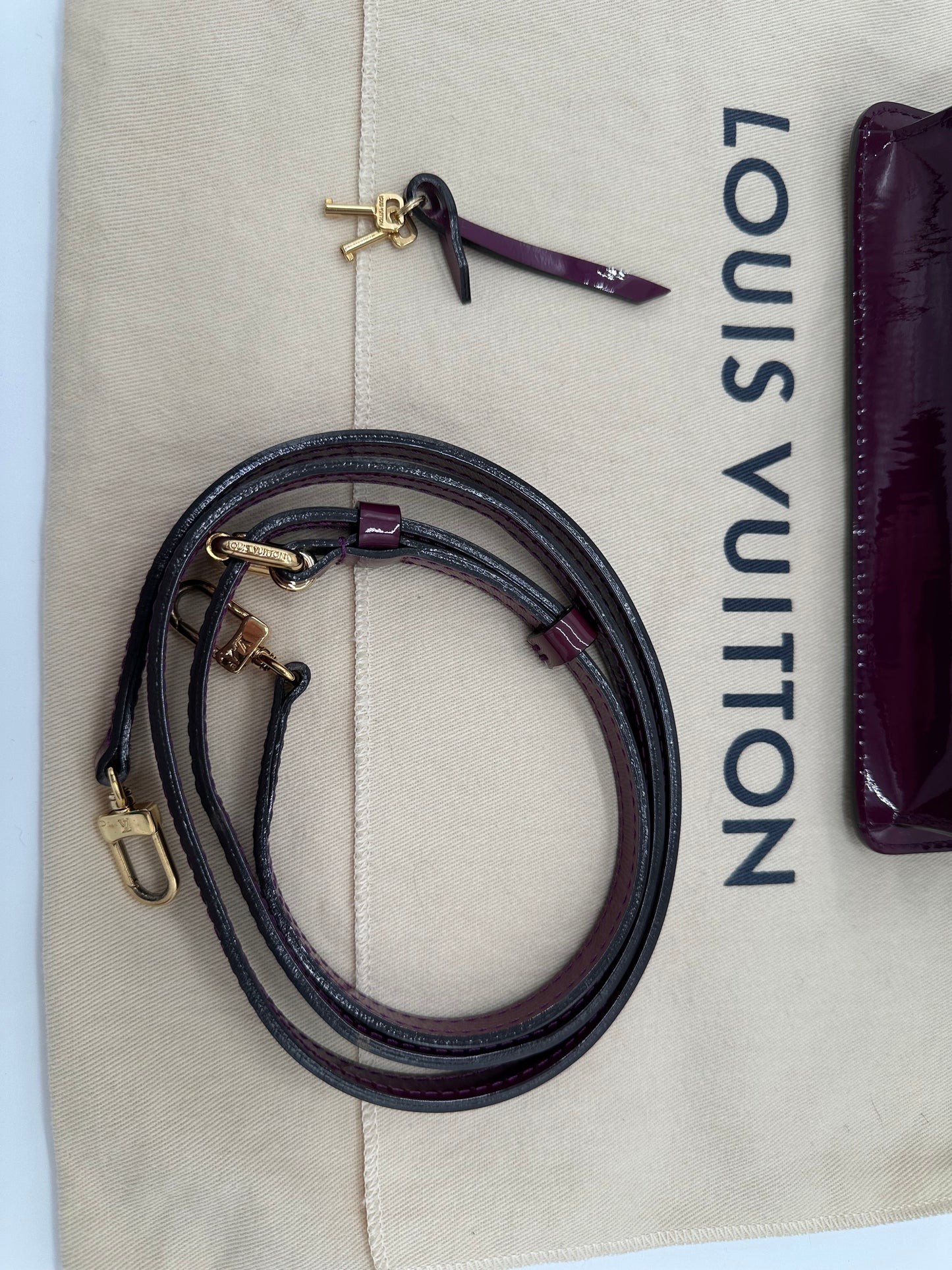 Luxury Soluciens Pre-owned Louis Vuitton patent leather two way crossbody bag