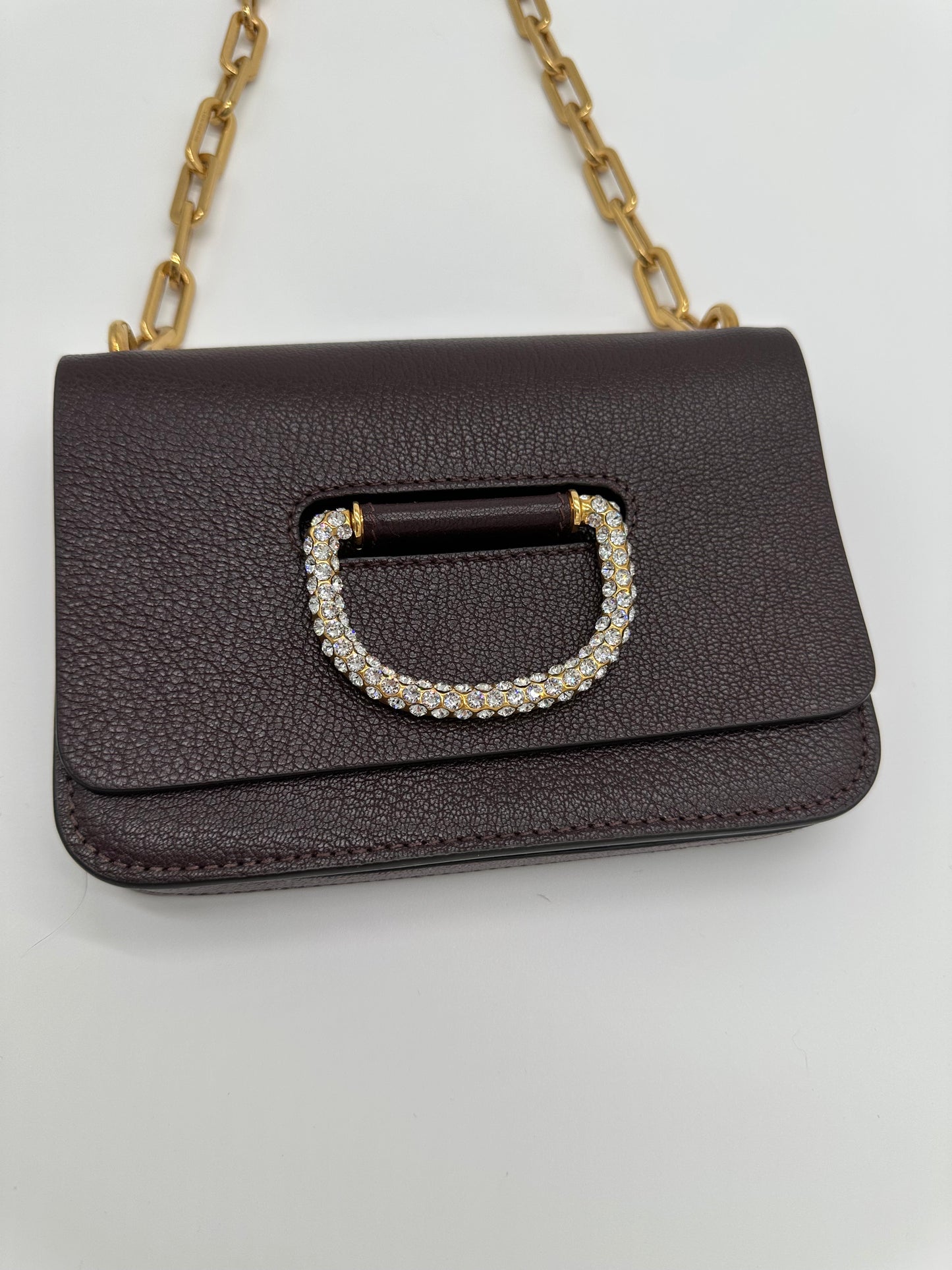 Luxury Soluciens Pre-owned Burberry D-ring crystal encrusted leather chain bag
