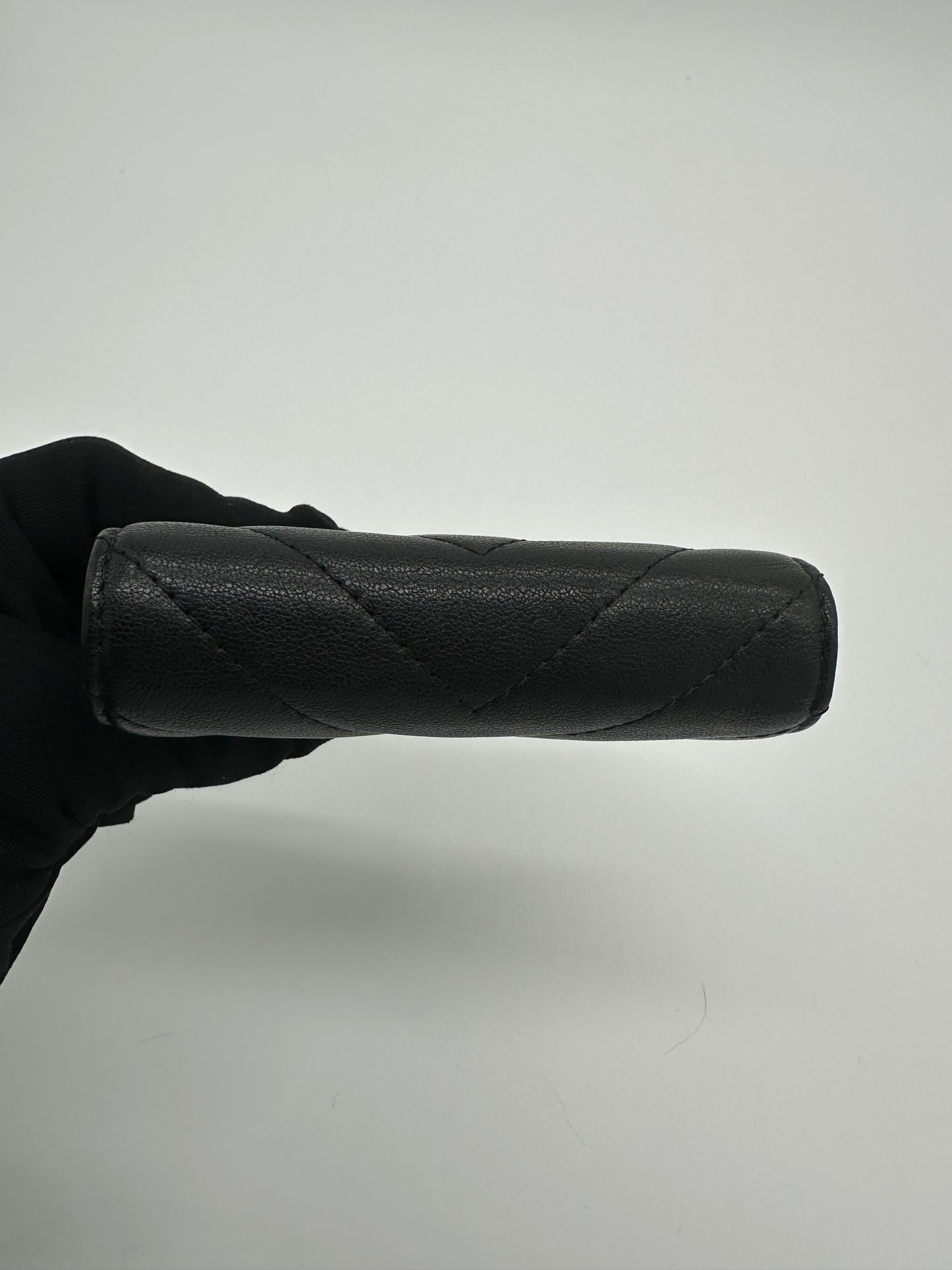 Luxury Soluciens Pre-owned Chanel all black leather trifold wallet