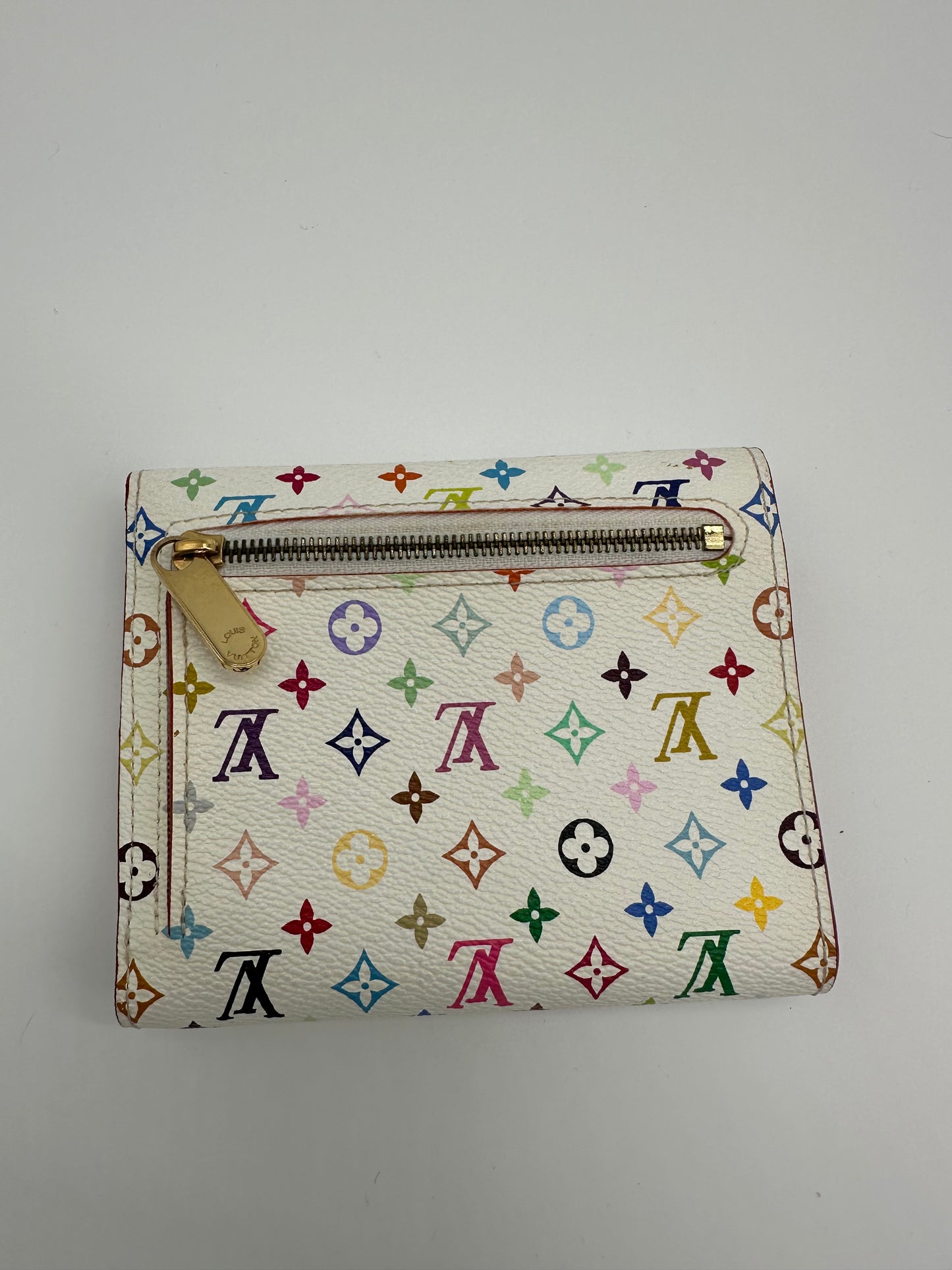 Luxury Soluciens Pre-owned Louis Vuitton multi-color tri-fold wallet in white