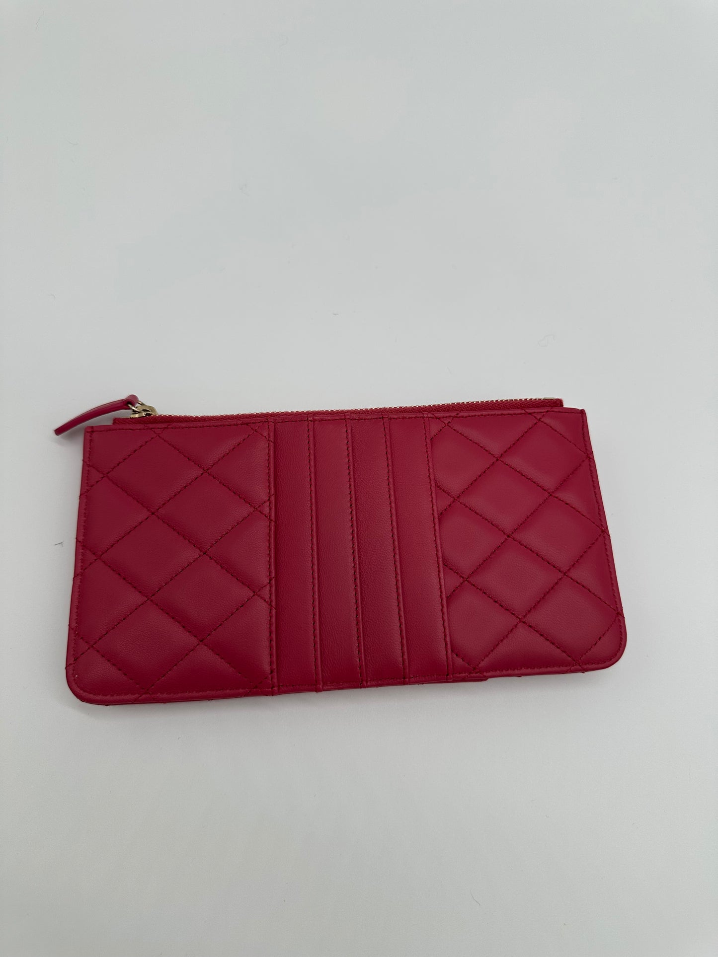 Luxury Soluciens Pre-owned Chanel lambskin wallet/clutch in deep dusty rose