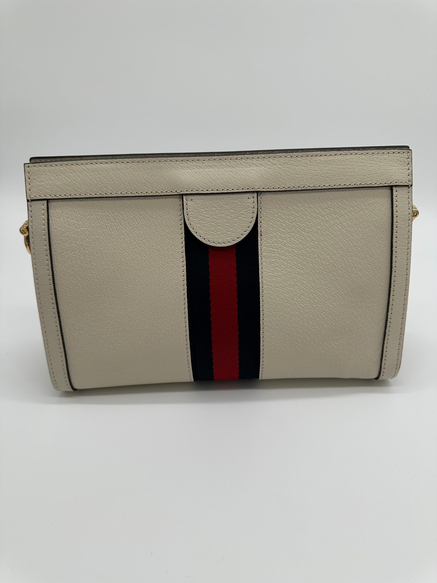 Luxury Soluciens Pre-owned Gucci Ophedia off-white leather shoulder bag