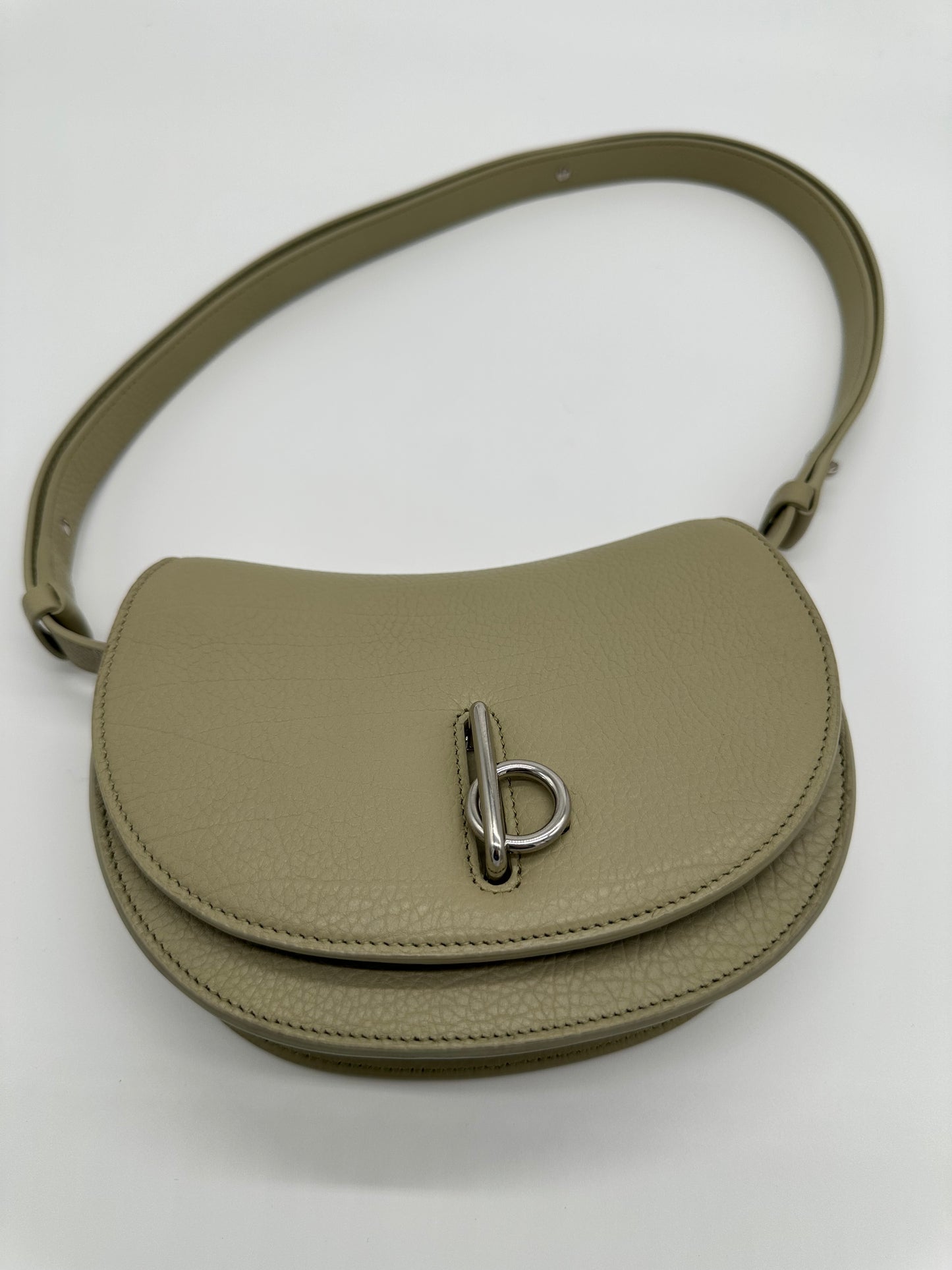 Luxury Soluciens Pre-owned Burberry mini rocking horse leather bag in light sage green