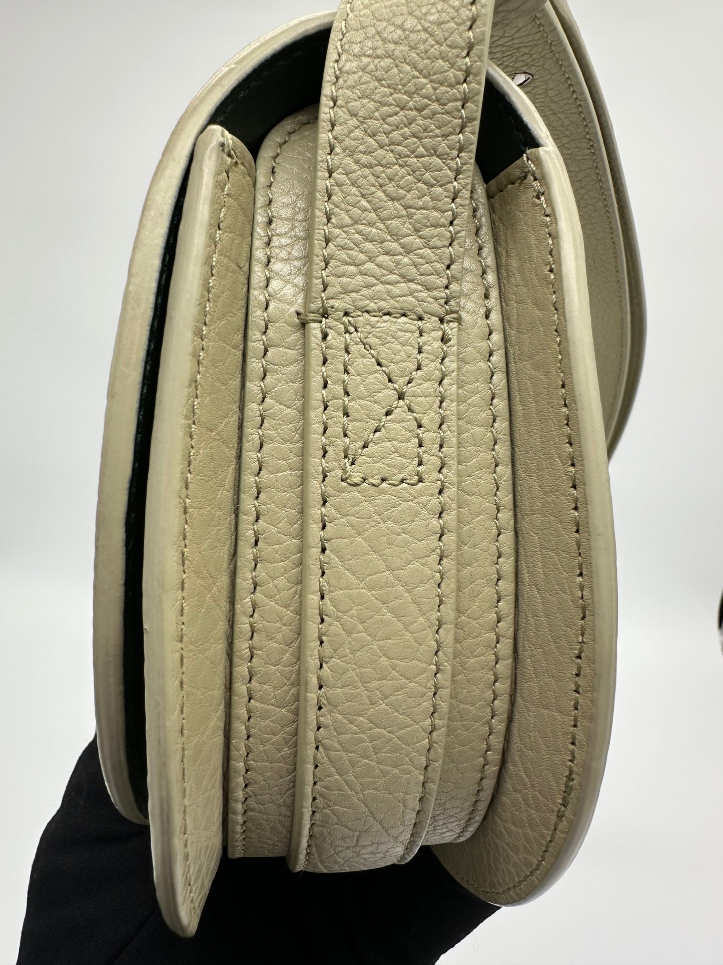 Luxury Soluciens Pre-owned Burberry mini rocking horse leather bag in light sage green