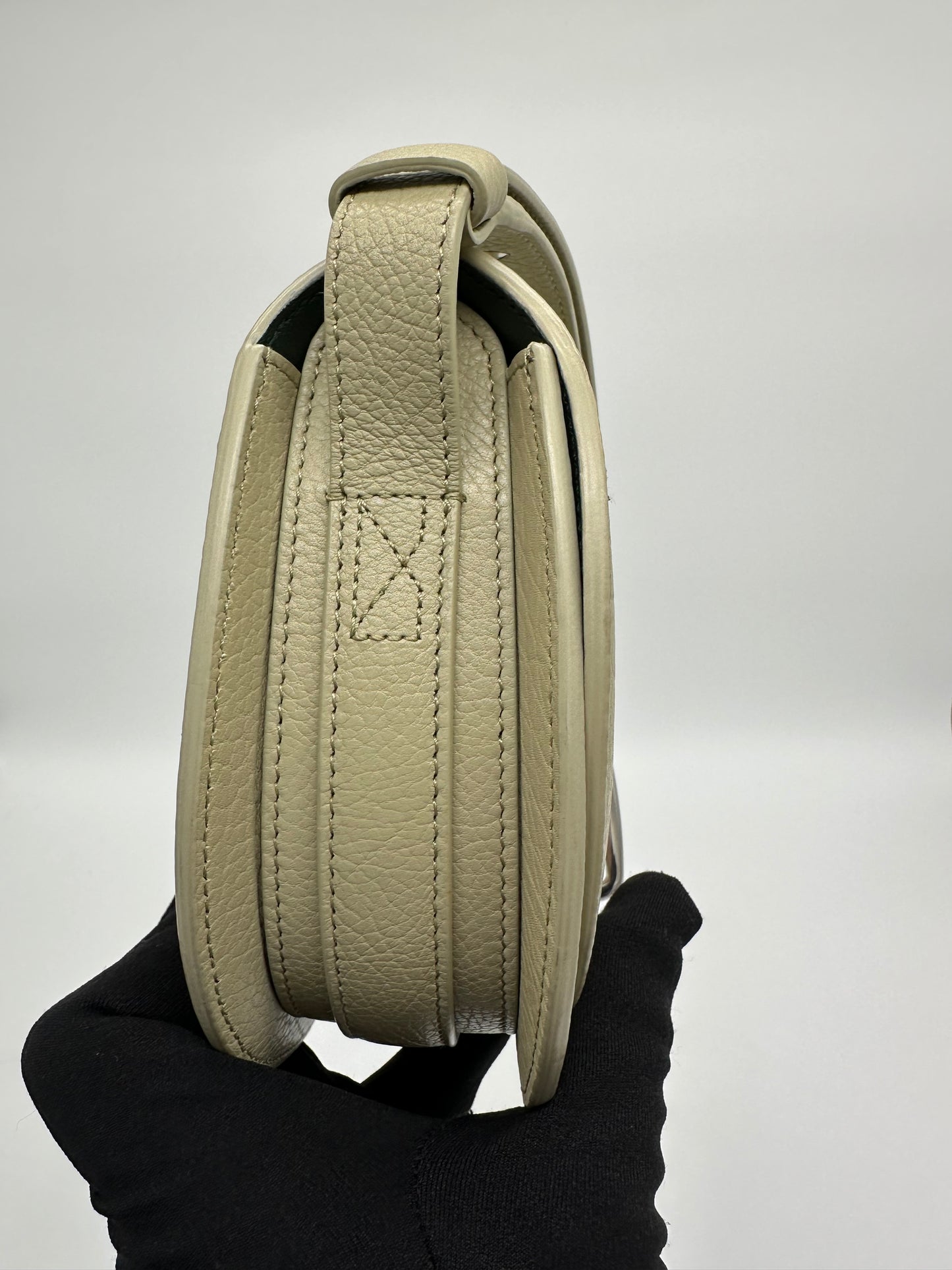 Luxury Soluciens Pre-owned Burberry mini rocking horse leather bag in light sage green