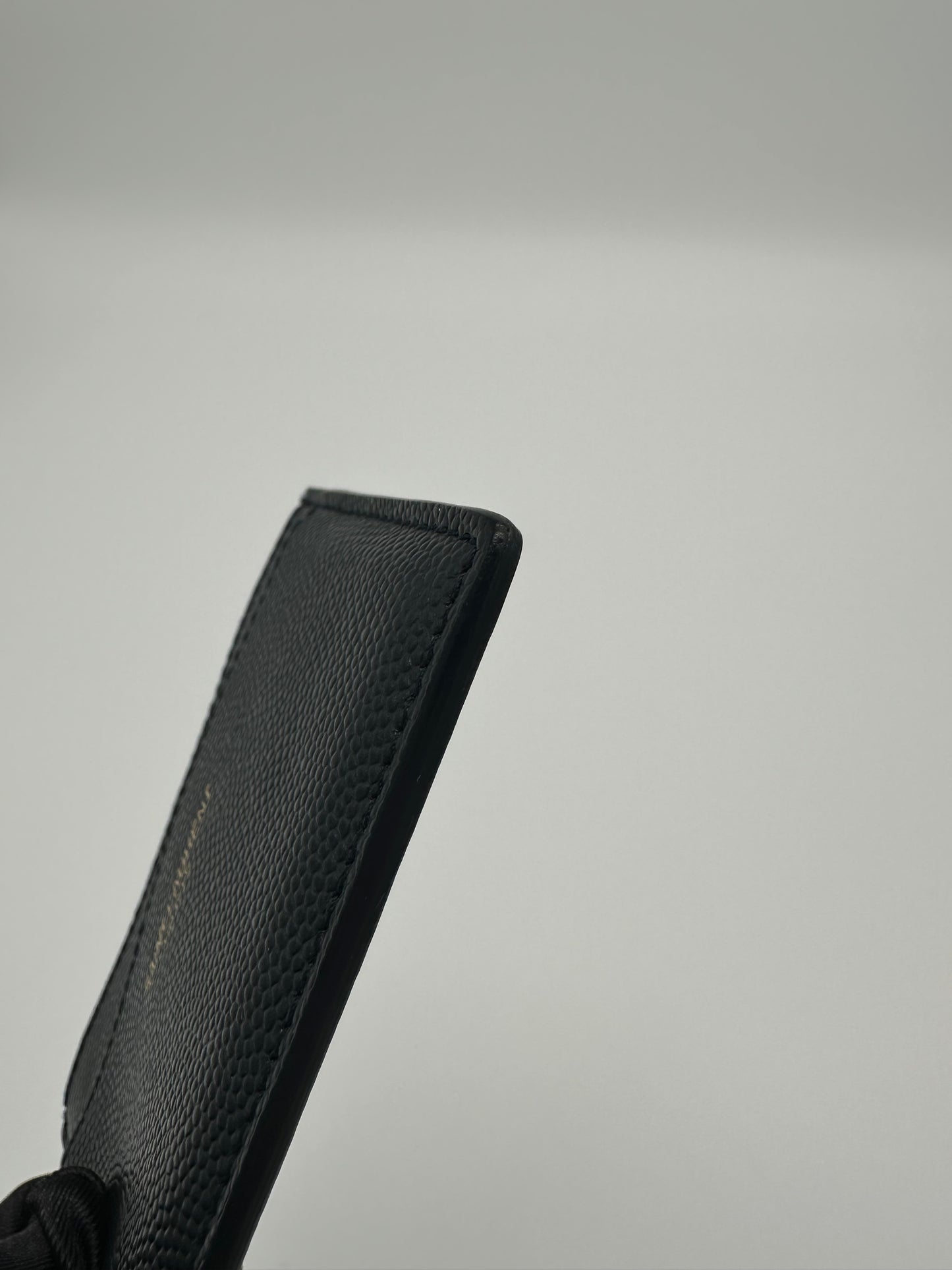 Luxury Soluciens Pre-Owned Saint Laurent Textured Leather Card Holder in Deep Navy