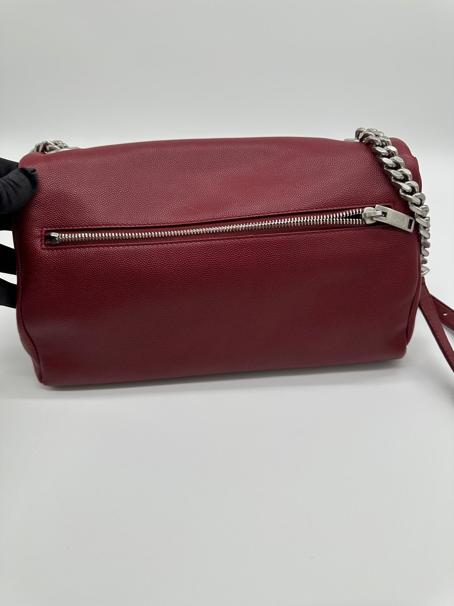 Luxury Soluciens Pre-Owned YSL Red Textured Flap Bag with Crossbody Strap