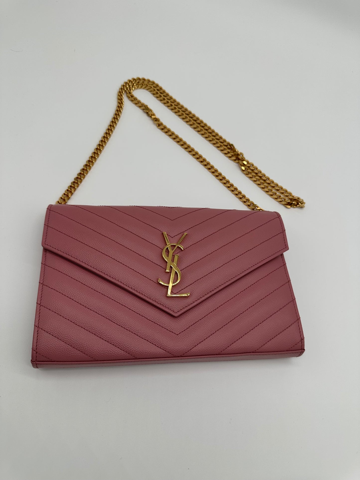 Luxury Soluciens Pre-Owned YSL Pink textured leather Cassandre WOC