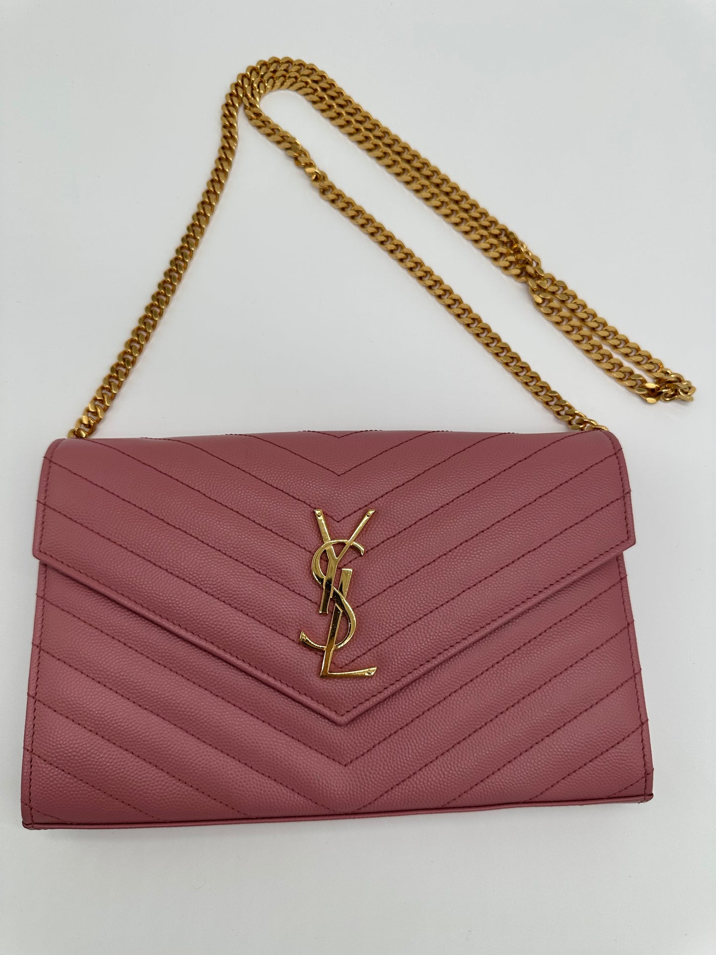 Luxury Soluciens Pre-Owned YSL Pink textured leather Cassandre WOC
