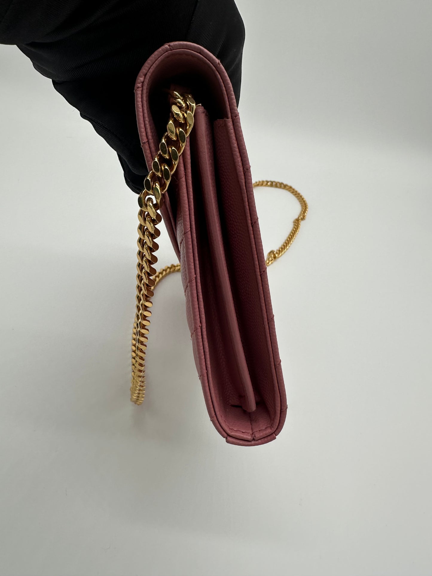 Luxury Soluciens Pre-Owned YSL Pink textured leather Cassandre WOC