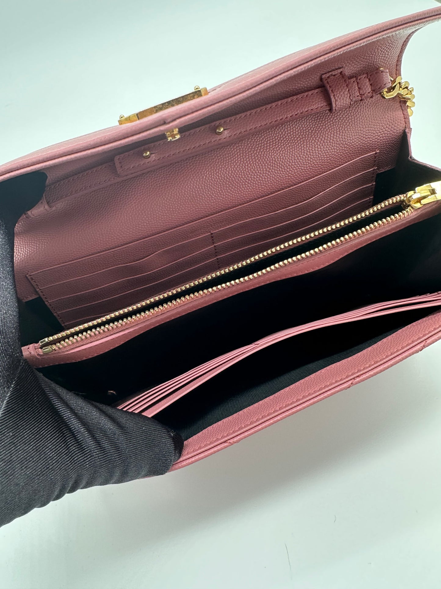 Luxury Soluciens Pre-Owned YSL Pink textured leather Cassandre WOC