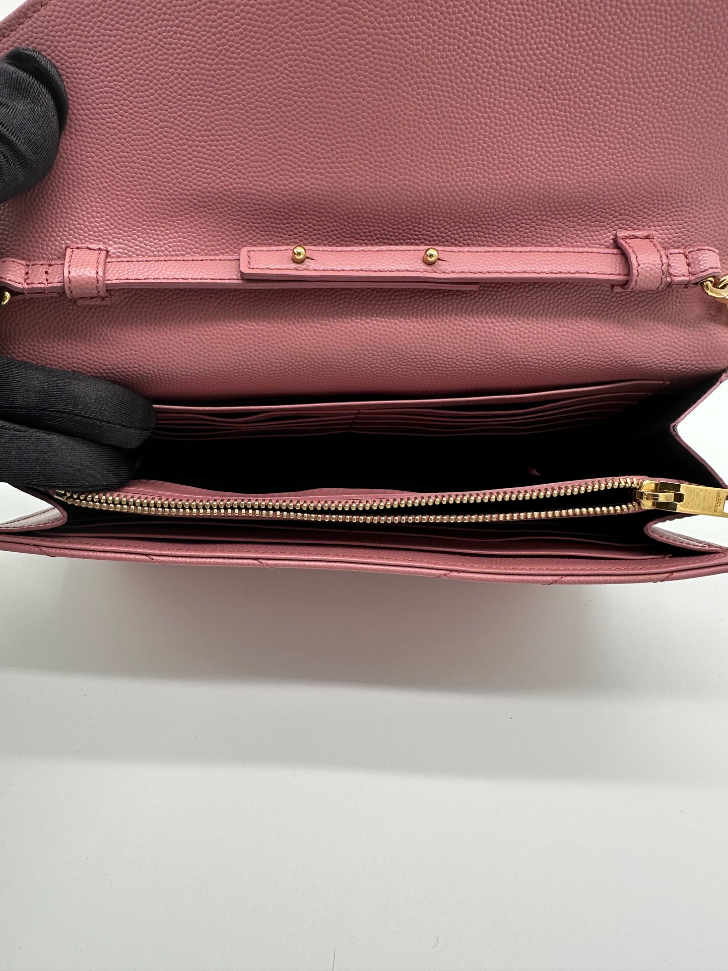 Luxury Soluciens Pre-Owned YSL Pink textured leather Cassandre WOC
