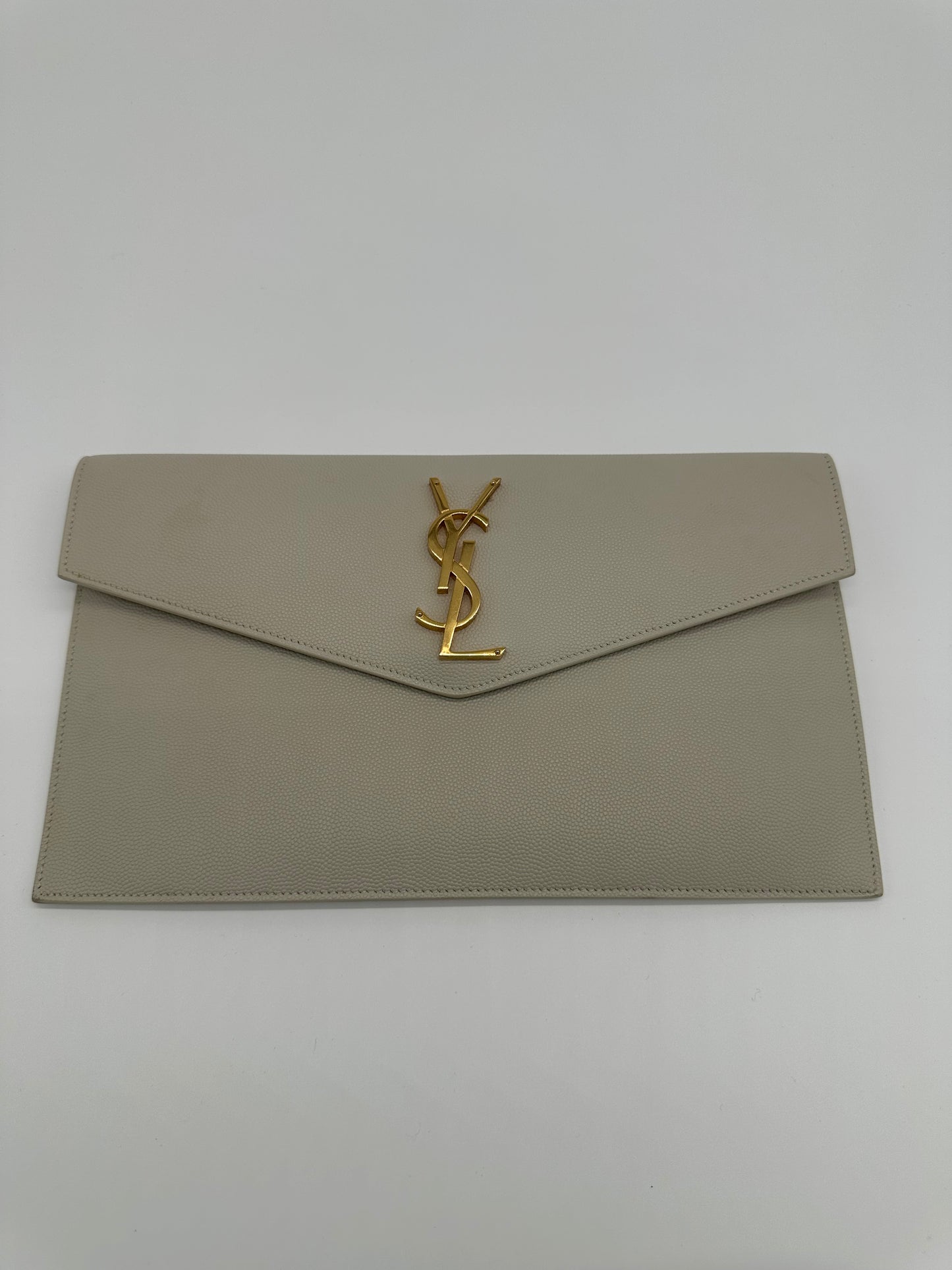 Luxury Soluciens Pre-owned YSL cream envelope clutch