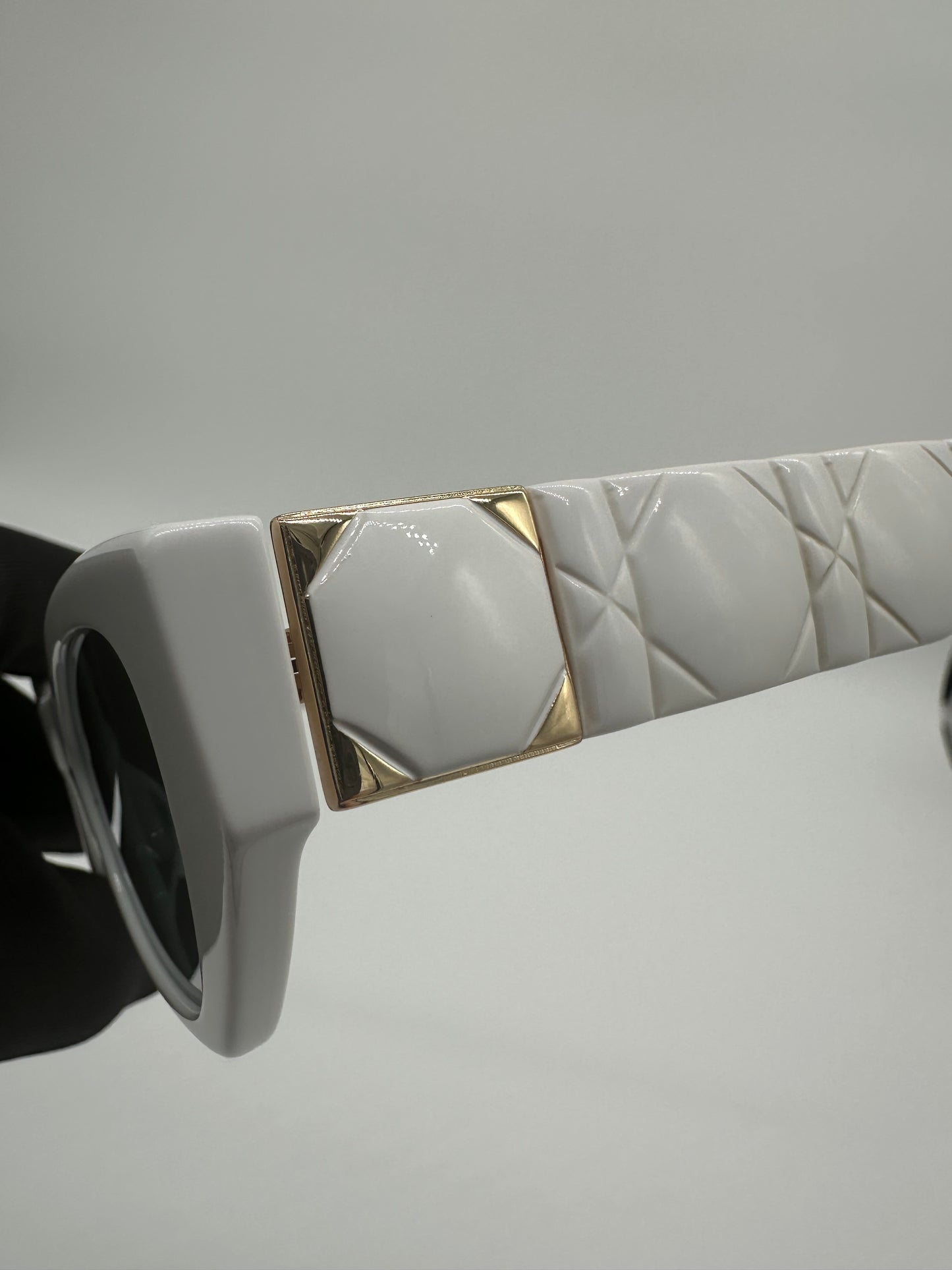 Luxury Soluciens Pre-Owned Dior Cannage White Slim Sunglasses