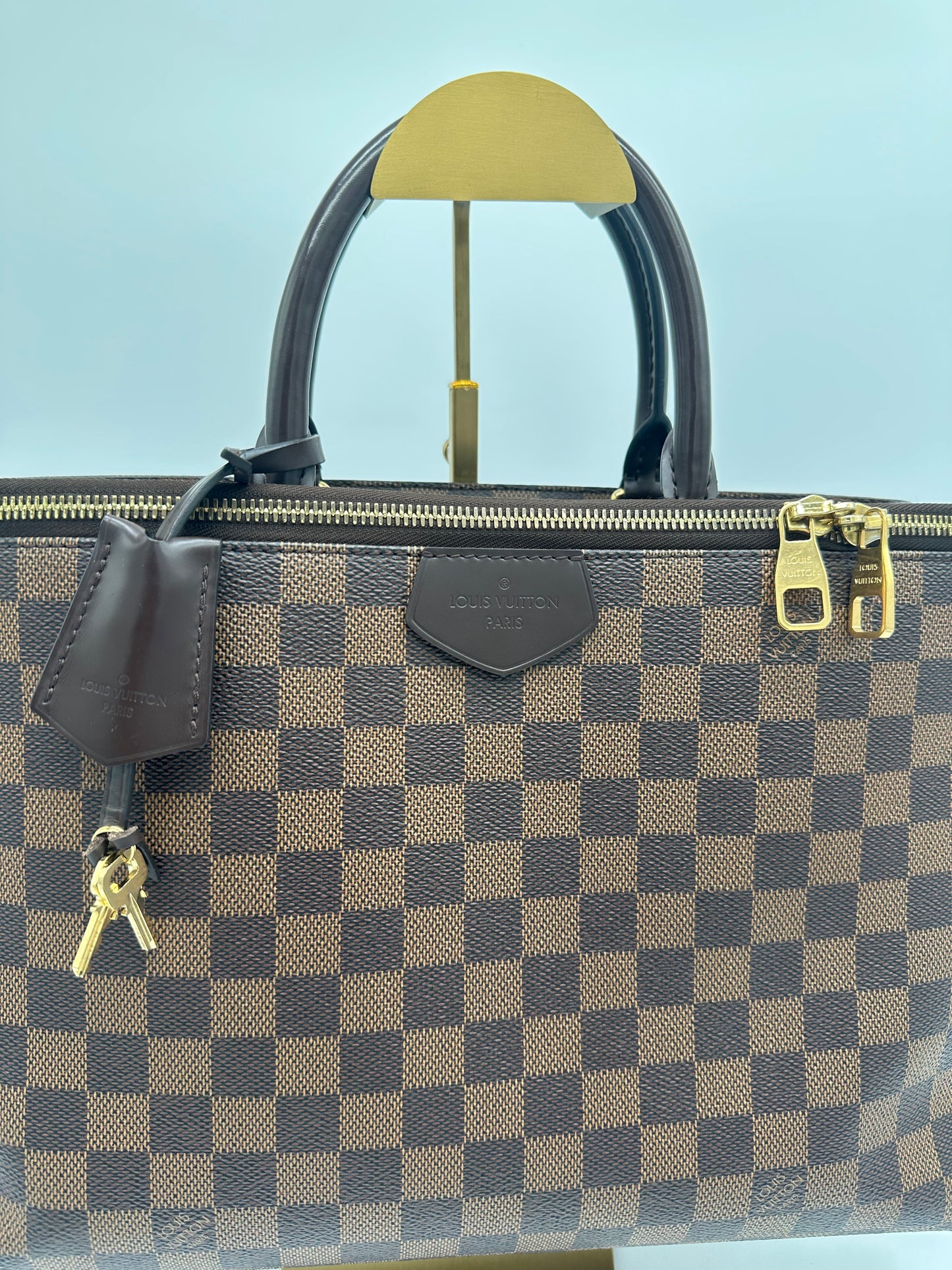 Luxury Soluciens Pre-Owned Damier Ebene Zipper tote with Lock and Key