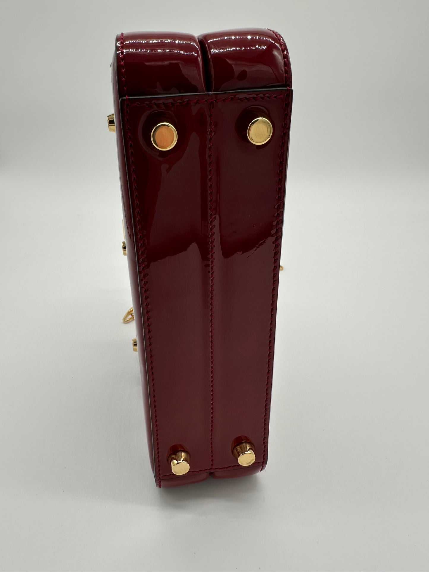 Luxury Soluciens Pre-Owned Gucci Sylvie 1969 Deep Red Patent Leather Bag