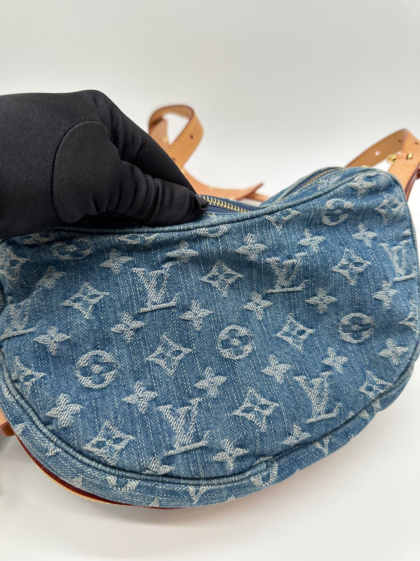 Luxury Soluciens Pre-owned Louis Vuitton Denim Double Croissant