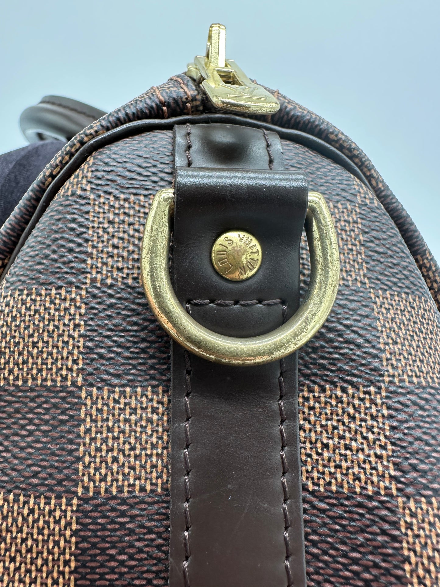 Luxury Soluciens Pre-Owned Louis Vuitton Damier Ebene Speedy Bandolier 25