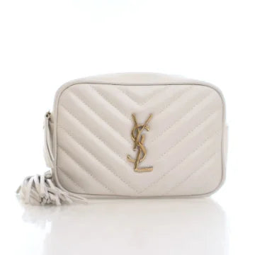 Luxury Soluciens Pre-Owned YSL Lou Calfskin Leather Belt bag in white