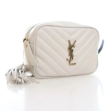 Luxury Soluciens Pre-Owned YSL Lou Calfskin Leather Belt bag in white